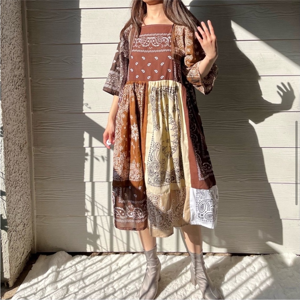 Handmade Earthy Bandana Dress - Picture 3 of 8